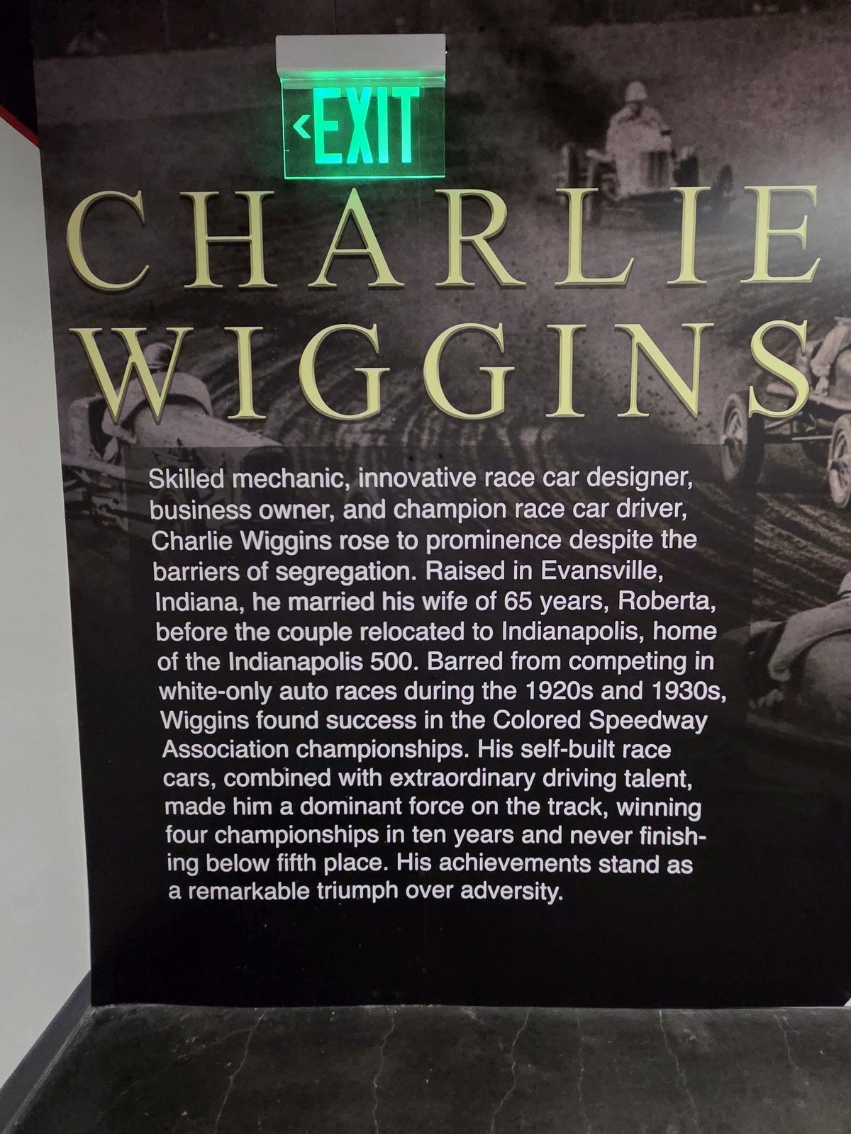 Charlie Wiggins: skilled mechanic, innovative race car designer, business owner and champion.