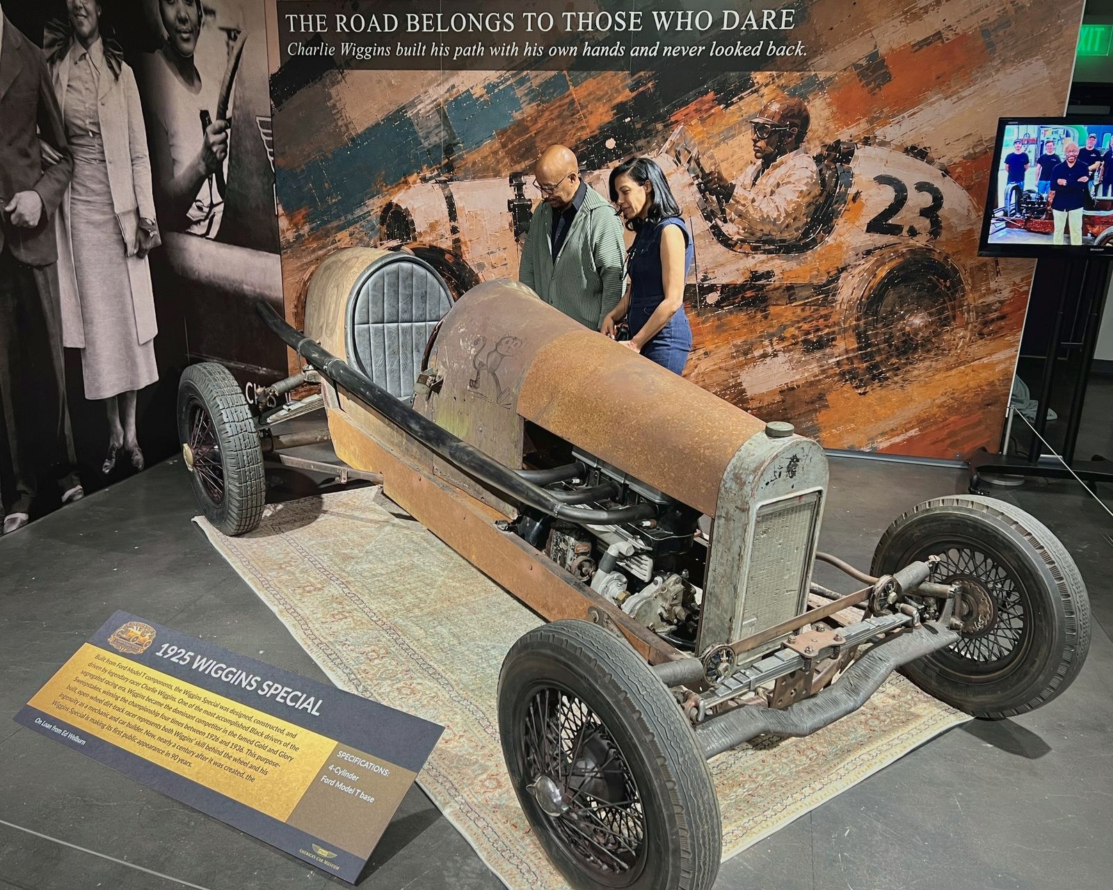 Ed Welburn and Michelle Martin with the restored 1925 Wiggins Special