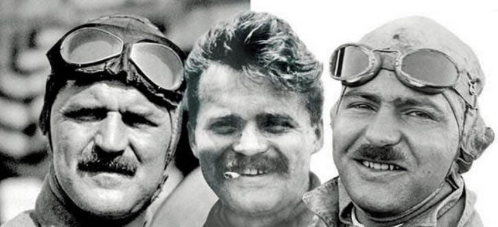 Portraits of the three Chevrolet brothers, left to right: Louis, Arthur and Gaston Chevrolet