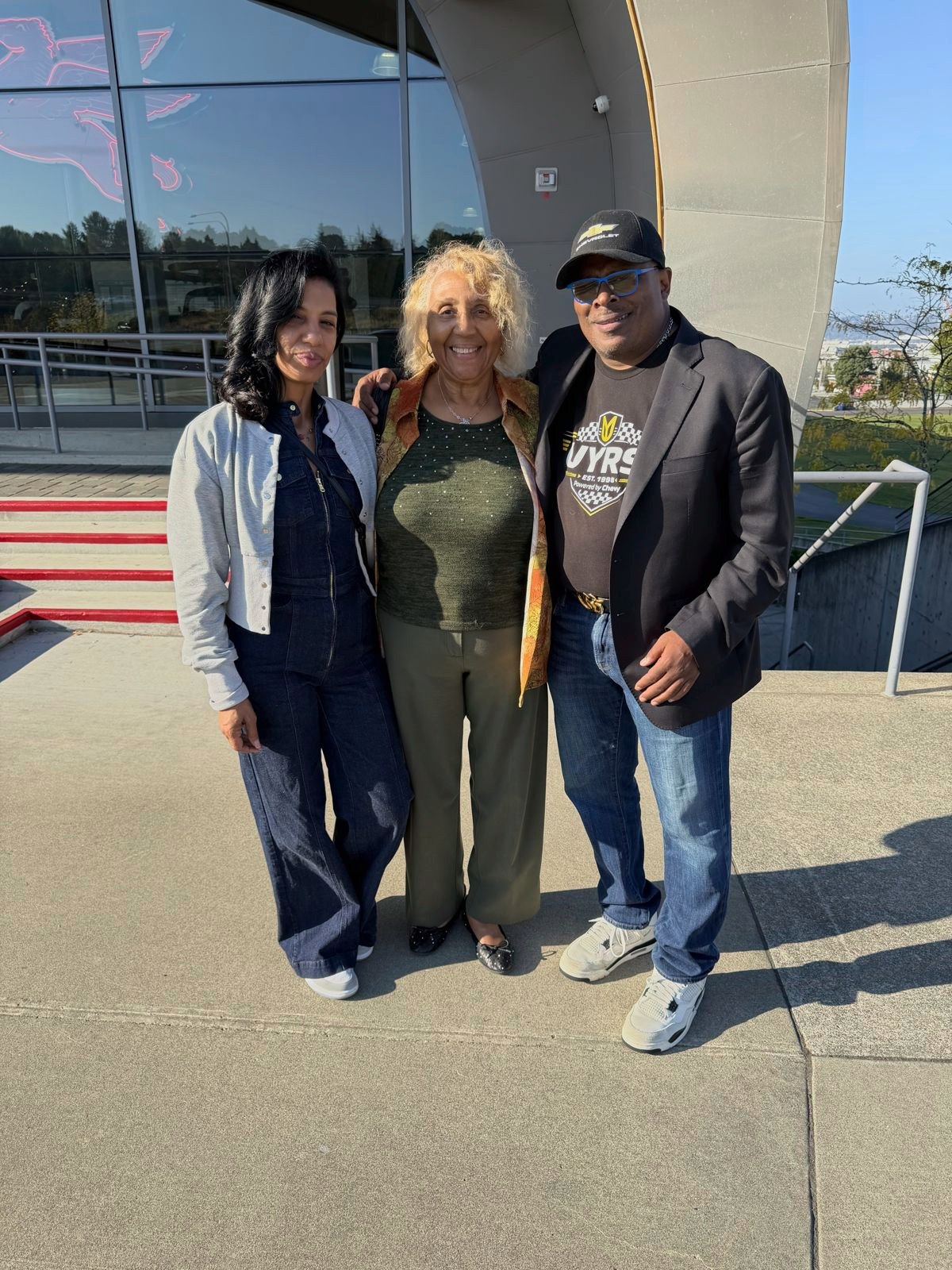 Michelle Martin, Angi Rogers and Anthony Martin outside LeMay – America’s Car Museum